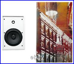 Rockville Commercial Restaurant Amp+(4) White Slim Wall Speakers+Wall Controller