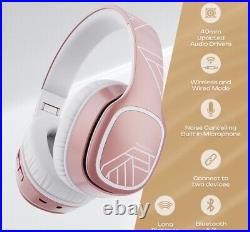 Wireless Bluetooth Headphones Pink Headset Stereo Top Next Day Delivery